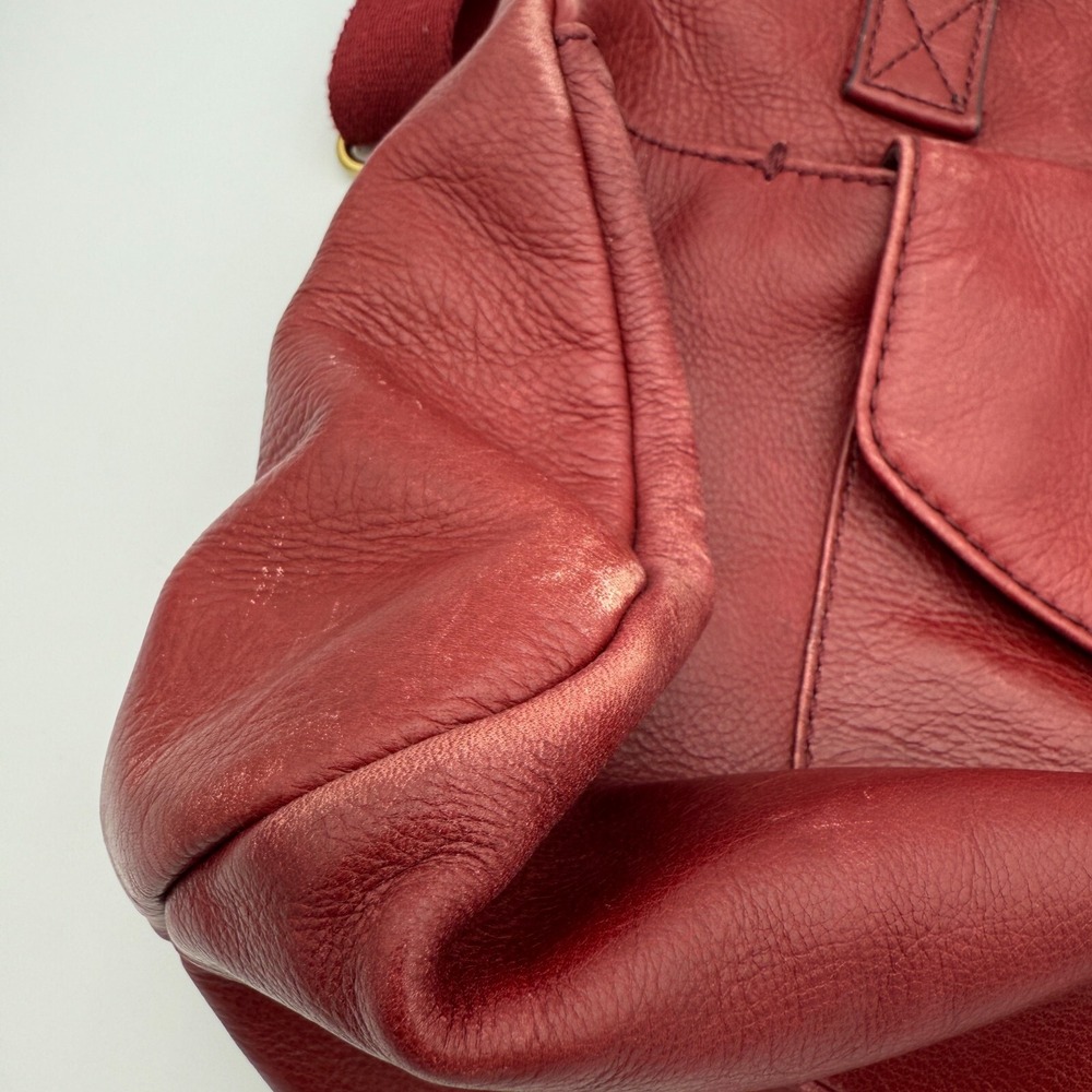 Fossil Crossbody Bag Red Leather Boho Classic‎ Small Duffle Satchel Adjustable - Picture 6 of 16